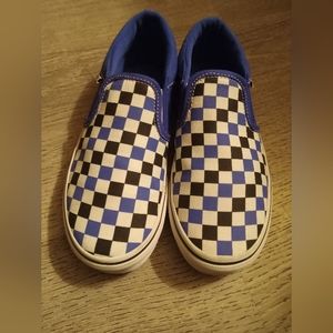 Vans: White and Blue Checkerboard | Size 3 Youth Boy | Shoes